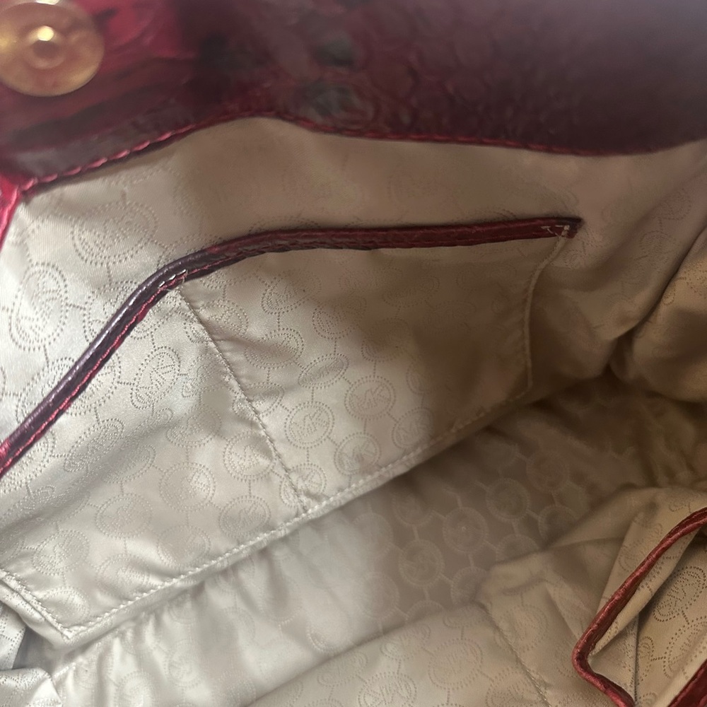 Michael Kors Red Python-Embossed Leather Tote - image 8